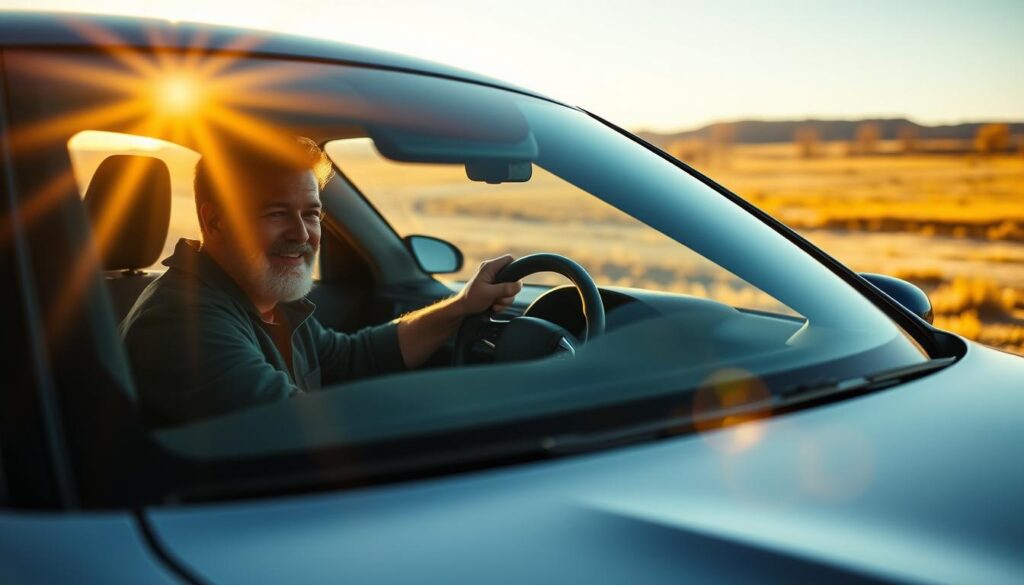 A confident driver gripping the steering wheel of a sleek, freshly repaired car, bathed in warm, golden light filtering through the windshield. The vehicle's pristine, glossy exterior reflects the driver's renewed sense of control and purpose, conveying a journey of overcoming fear and reclaiming the open road. The serene, open landscape in the background suggests a sense of freedom and possibility, symbolizing the process of rebuilding confidence after a challenging experience. A confident driver gripping the steering wheel of a sleek, freshly repaired car, bathed in warm, golden light filtering through the windshield. The vehicle's pristine, glossy exterior reflects the driver's renewed sense of control and purpose, conveying a journey of overcoming fear and reclaiming the open road. The serene, open landscape in the background suggests a sense of freedom and possibility, symbolizing the process of rebuilding confidence after a challenging experience.