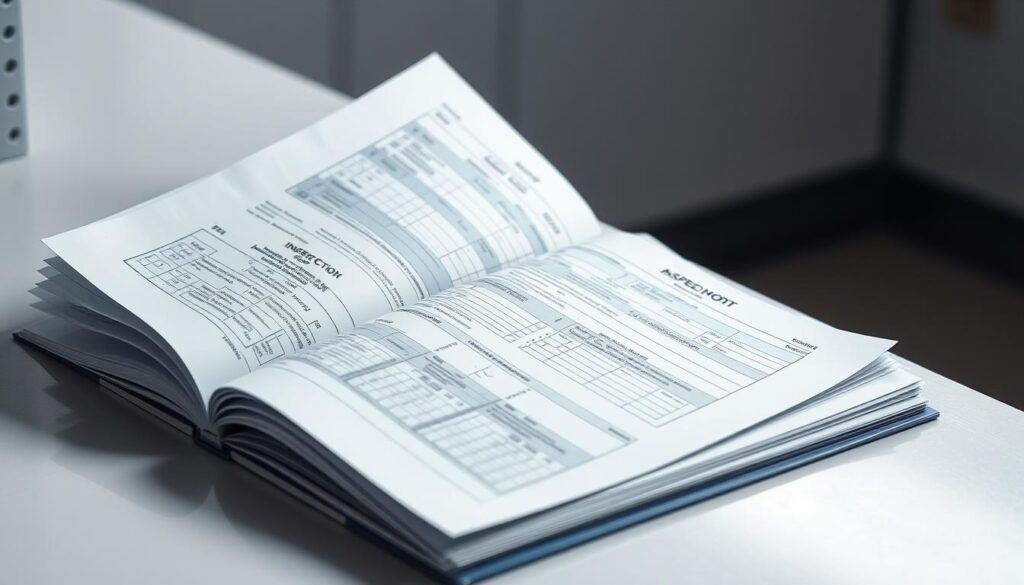 A meticulously detailed vehicle inspection report, its pages filled with meticulous notes and diagrams. The document lies open on a clean, well-lit workbench, its crisp edges and professional layout suggesting the importance of its contents. The lighting casts subtle shadows, highlighting the precision of the technical jargon and neatly organized checkboxes. The backdrop is a neutral, uncluttered space, allowing the report to take center stage as a symbol of thorough, safety-focused assessment. An air of quiet diligence pervades the scene, underscoring the critical role such documentation plays in ensuring post-collision vehicle integrity and roadworthiness. A meticulously detailed vehicle inspection report, its pages filled with meticulous notes and diagrams. The document lies open on a clean, well-lit workbench, its crisp edges and professional layout suggesting the importance of its contents. The lighting casts subtle shadows, highlighting the precision of the technical jargon and neatly organized checkboxes. The backdrop is a neutral, uncluttered space, allowing the report to take center stage as a symbol of thorough, safety-focused assessment. An air of quiet diligence pervades the scene, underscoring the critical role such documentation plays in ensuring post-collision vehicle integrity and roadworthiness.